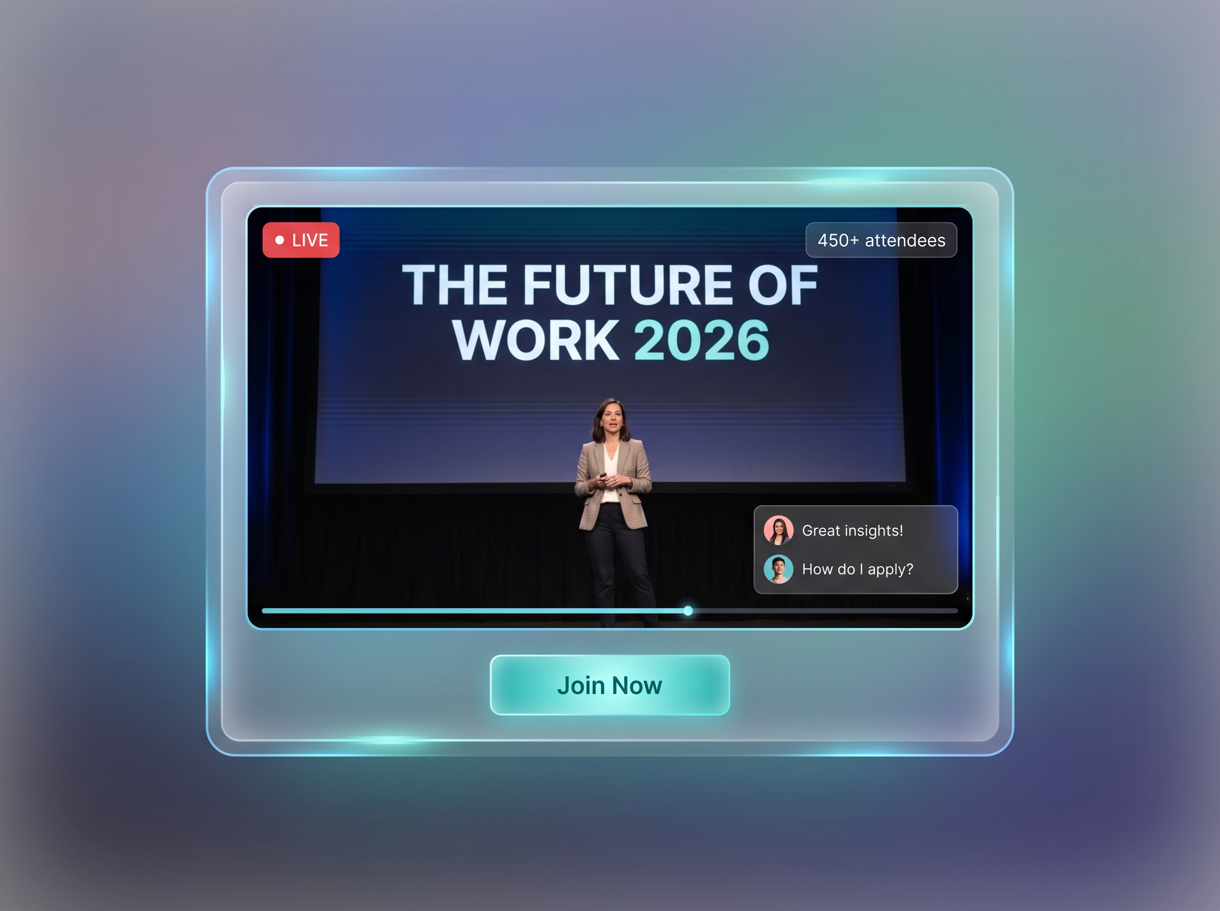 Live webinar theater inside a virtual fair